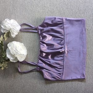 Lavender Satin Crop Top